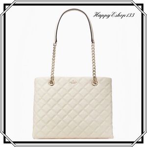 ♠️kate spade ♠️ Natalia Smooth Quilted Leather Tote Bag, Parchment